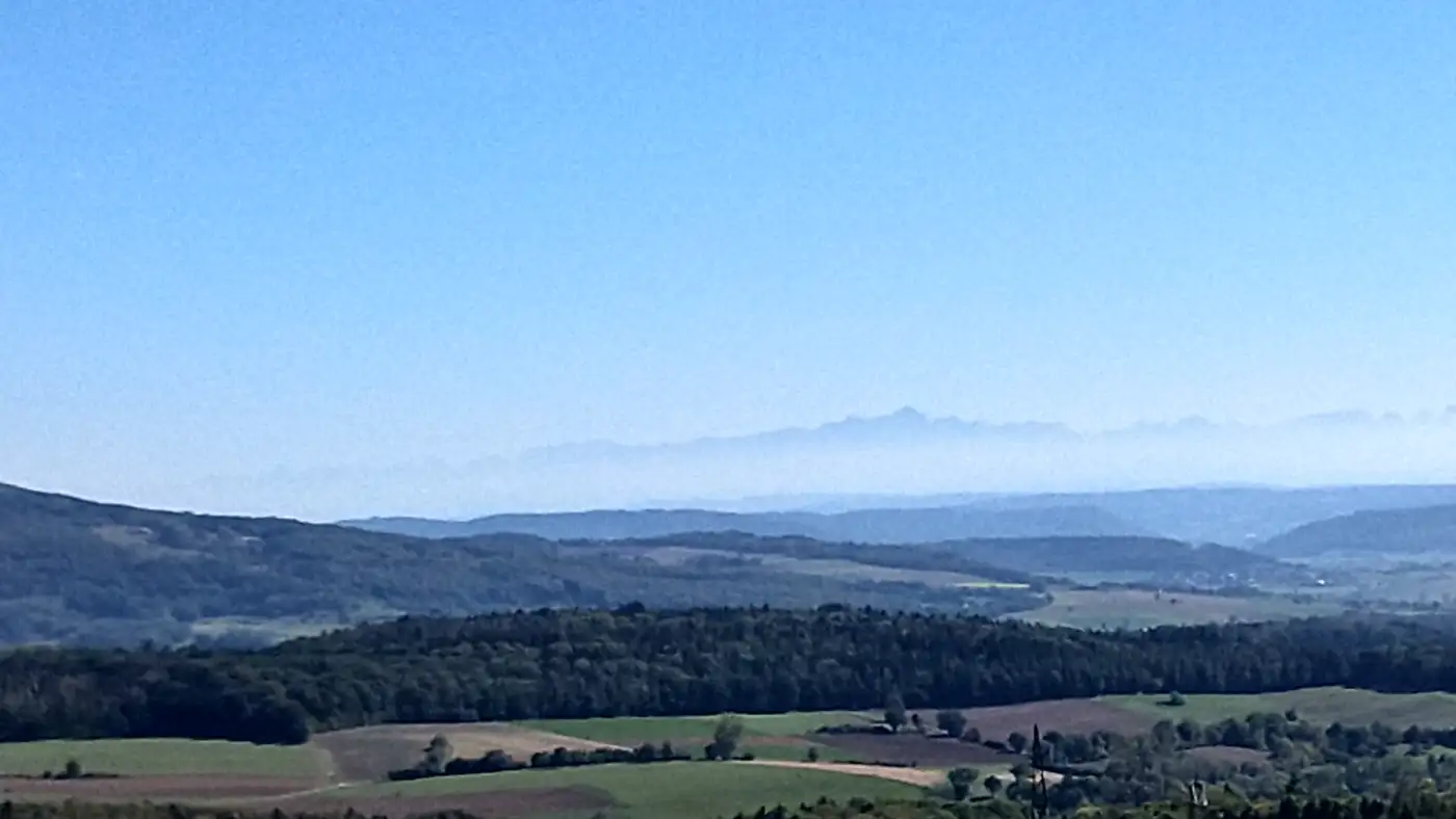 Bildtitel: Blick auf den Säntis und Altmann im Alpstein