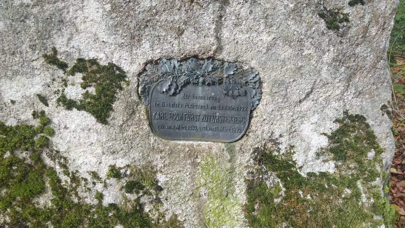 Bildtitel: Gedenkstein Letzte Fuchsjagd von Fürst Karl Egon
